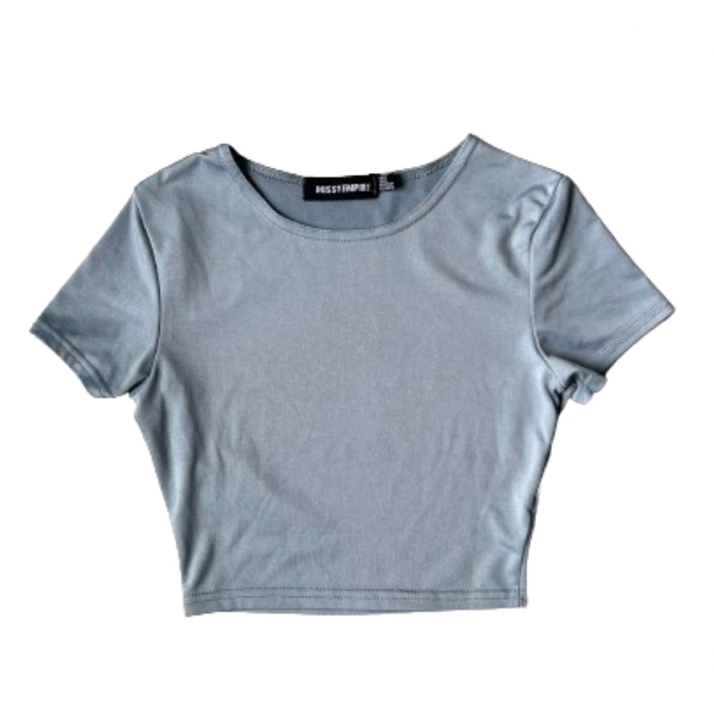 Missy Empire Steel Blue Cropped Tee